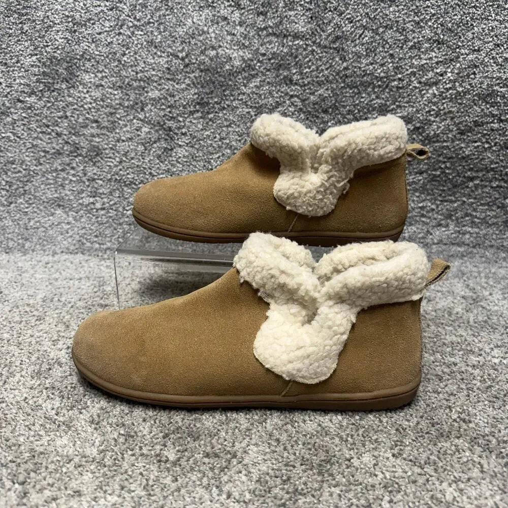 Minnetonka Slipper Booties Mens Size 11M Tan Suede Faux Fur Lined Cozy 400441